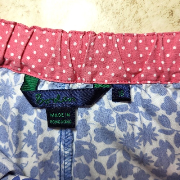 Boden Mixed Print Short Drawstring Elastic Back Blue Floral/Pink Polka Dot Sz 16 - Picture 8 of 11